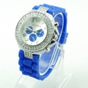 Niebieski Silikonowy Zegarek Geneva z Kryształami
