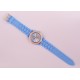 Błękitny Silikonowy Zegarek Geneva z Kryształami